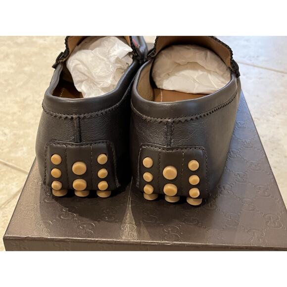 $1200 Gucci Men’s Brown Leather Slip On Loafers Driving Shoes US 10 NEW IN BOX!! - Picture 5 of 13